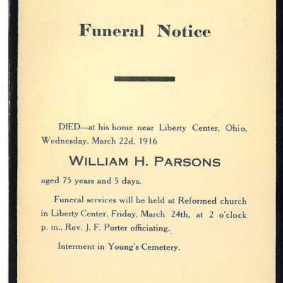 Death Notice of William H. Parsons