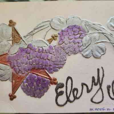 Elery, Ohio Embossed, Airbrushed Postcard