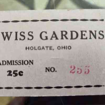 Swiss Gardens, Holgate Ohio Admission Ticket