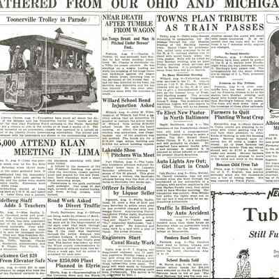 Skipper and the Tooneyville Trolley in Liberty Center August 1923