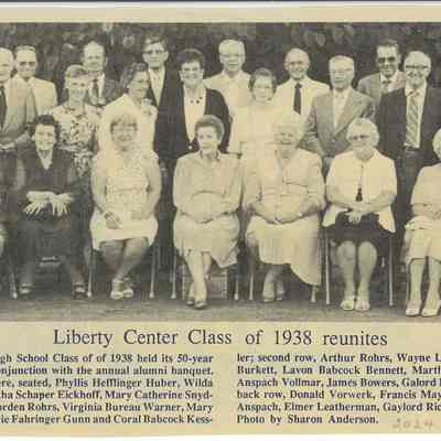 Newspaper Photo of Liberty Center Class of 1938