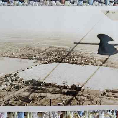 Thompson Studios, Aerial Photo, Napoleon, Ohio River Bridge, 30's