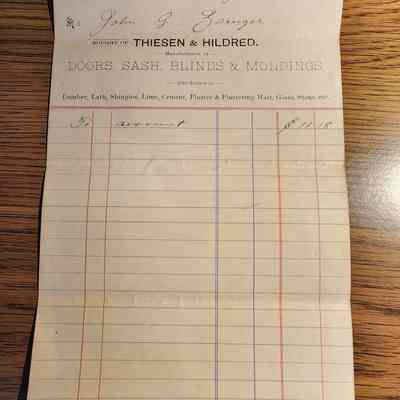 Thiesen & Hildred Receipt, 1891