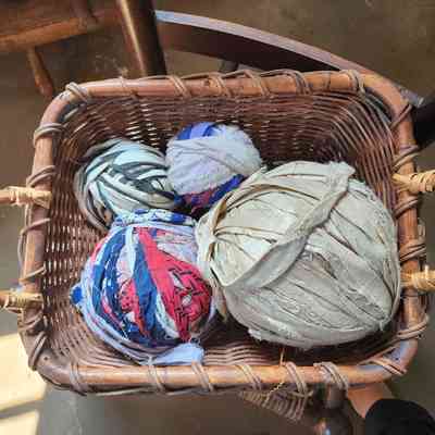 Antique Basket, Fabric Balls