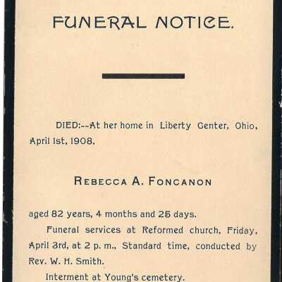 Death of Rebecca A. Foncanon