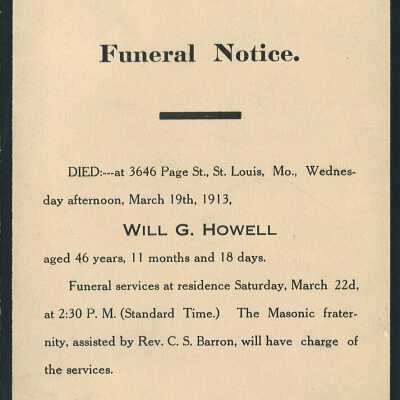 Death Notice of Will G .Howell