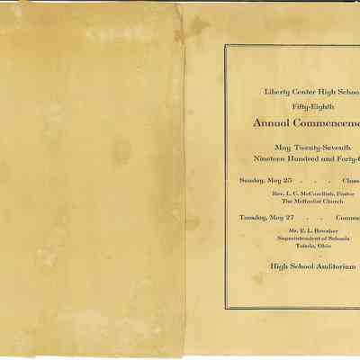 Liberty Center High School 1941 58th Annual Commencement Program