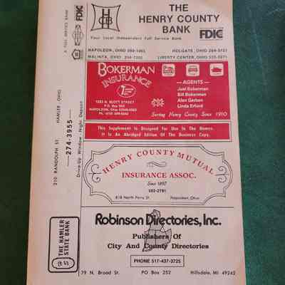 1991 Robinson's Henry County, Ohio Directory, Rural, Ohio