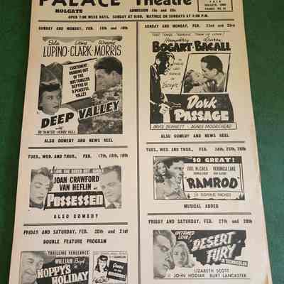 Holgate Palace Theatre, Movie Flyer, 40's