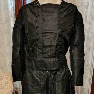 1885 2 Pc Black Taffeta Dress, Worn by Carrie Mary (Richer) Rettig