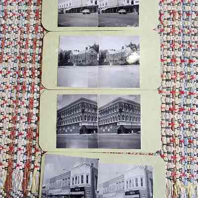 Homemade Stereograph Cards of Assorted Downtown Napoleon Buildings, Russell Patterson