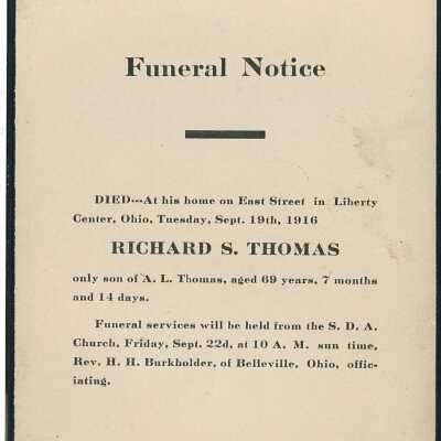Death of Richard S. Thomas