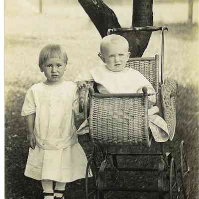 Photo of Two Unidentified Children (Boy is in Wicker Buggy) in the Mohler/Follett Family