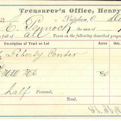 Henry County Land Taxes Receipt of Edmond Pennock
