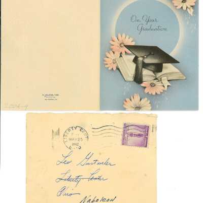 1942 Graduation Congratulations card from Louisa Bonner Strock to Leo Gustwiller