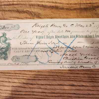 Loan Certificate, William Holgate, Edward Squire, Adam Wilhelm, John Greenler