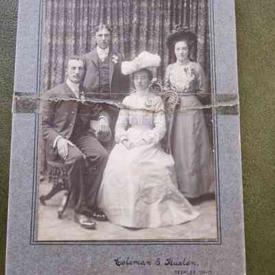 1901 John Schwab & Mary Thome Wedding, Will, Lizzie Cabinet Card Photo
