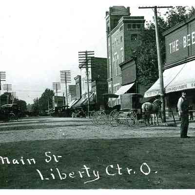 Reproduced Postcard of Downtown Liberty Center, Ohio (Looking North)