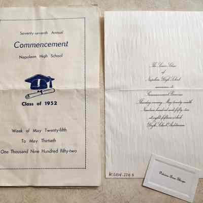 1952 Commencement Program, Invitation, Student Card