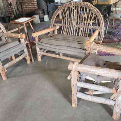 Three Piece Twig/Grapevine Furniture, Settee, Two Chairs