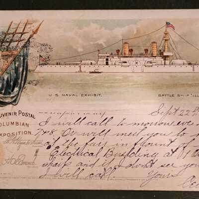 1893 US Battleship "Illinois", handwritten