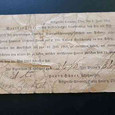 W.F.Wolf, Pleasant Bend, Ohio Postcard from Insurance Co Re: Claim German