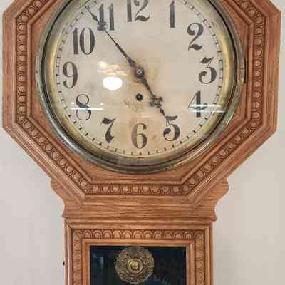 Antique Oak School Clock from Southside NHS School