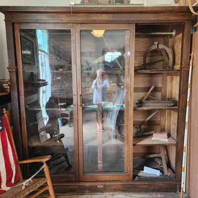 Wardrobe, Oak & Glass Display Shelf Unit