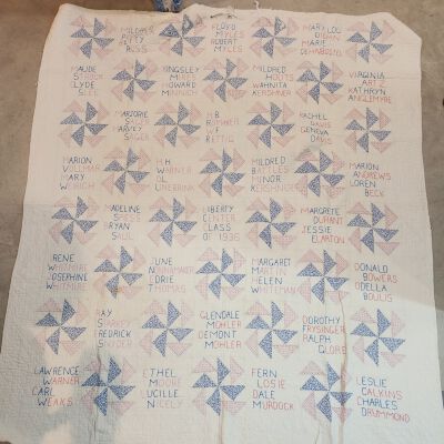 1936 Quilt, Liberty Center Class of 1936, Hand Quilted
