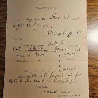 1893 Kalamazoo College Bill