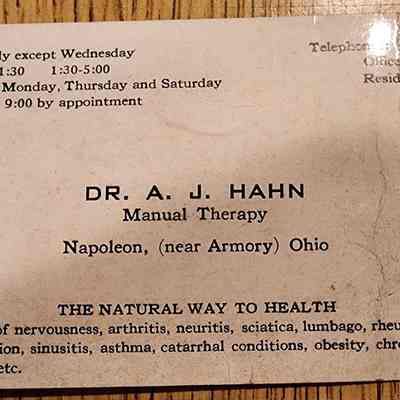 Dr. AJ Hahn, MD Business Card, Napoleon, Ohio