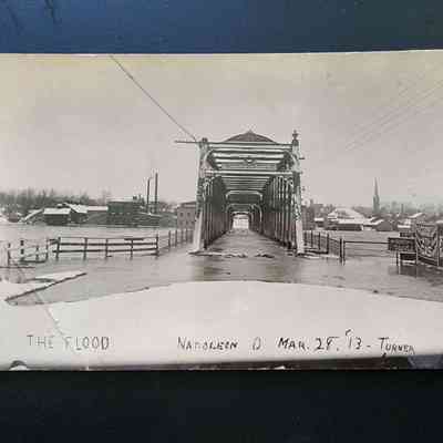 Maumee River Bridge, Napoleon, Oh Flood Postcard