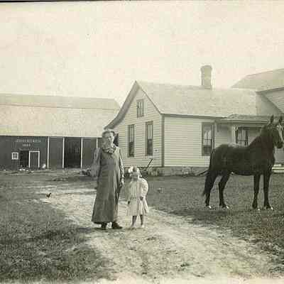 Postcard of John Bowen Farm family and buildings