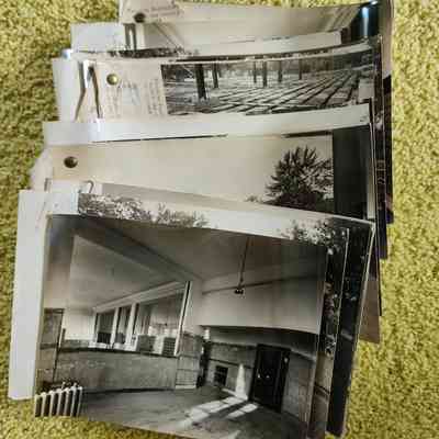 Stack of Canvas backed Glossy Photographs of the Building of Napoleon, Ohio Post Office Engineer Pics