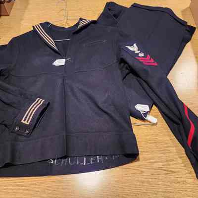 Navy Issue Uniform Wool Topper & Pants, Worn by Kenneth A Schuller