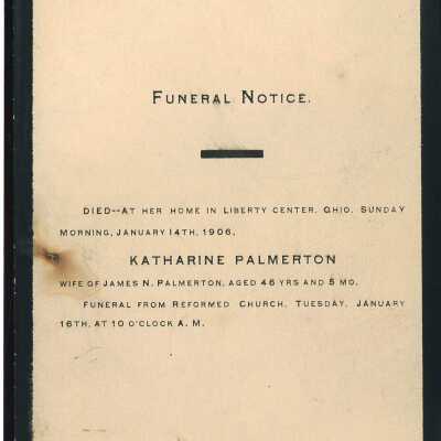 Death Notice of Katharine Palmerton