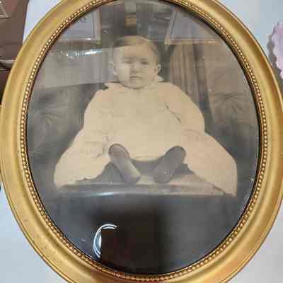Walter Henry Aughe, 1894, Nine Months Old, in Antique Frame