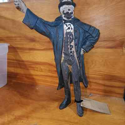 Late 1800's Paper Mache Display Man, Hole in Hand to hold Flag or Advertising