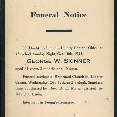 Death Notice of George W. Skinner