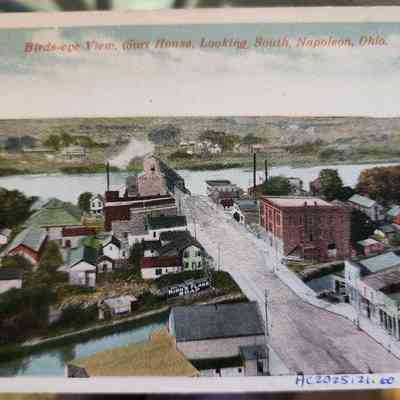 From Courthouse, Looking South, Birdeye View Napoleon, Ohio Postcard