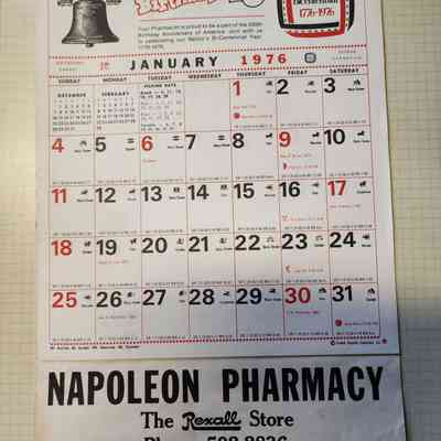 1976 Napoleon Pharmacy Calendar