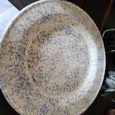 Ironstone Spongeware Dinner Plate