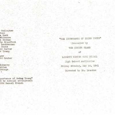 Program for the 1941 Liberty Center High School Senior Class Play