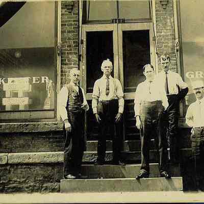 Unidentified men in front of S.Kiefer Grocery