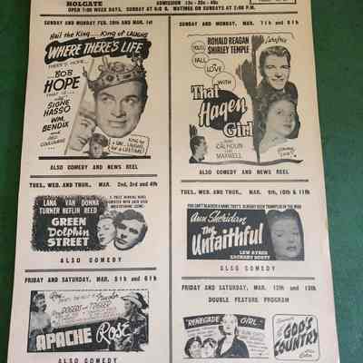 Holgate Palace Theatre, Movie Flyer, 40's