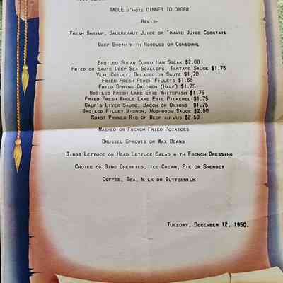 1950 NHS Wildcats Appreciation Dinner Menu