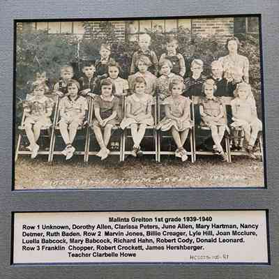 1939-40 Malinta Grelton 1st Grade Class Photo