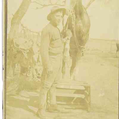 Two Photos of Unidentified Man and a Horse in the Mohler/Follett Family