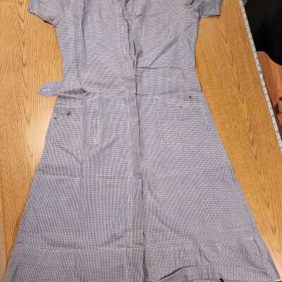 1940s Blue Checked Nurse Uniform, Collar, Cuffs, Face Masks, Scissors, Name Tapes