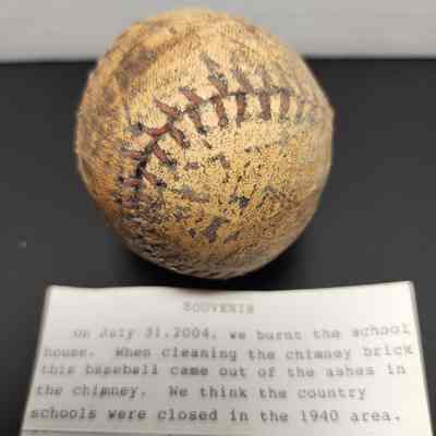 Baseball found in Arps School, Hamler, after Fire of 2012